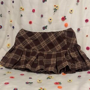 SHEIN Brown Plaid Mini Skirt